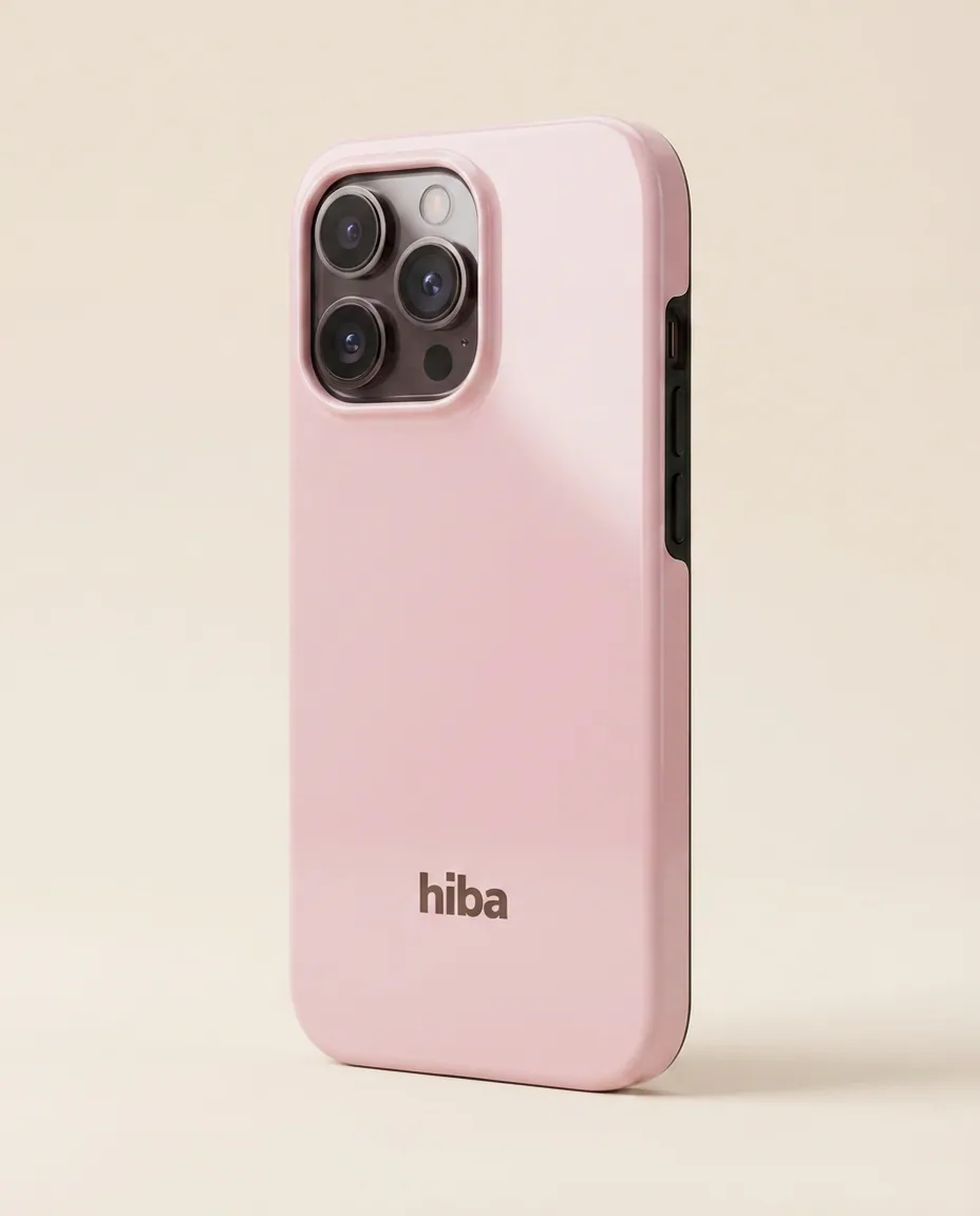 HIBA Cherry Blush iPhone case angled side view