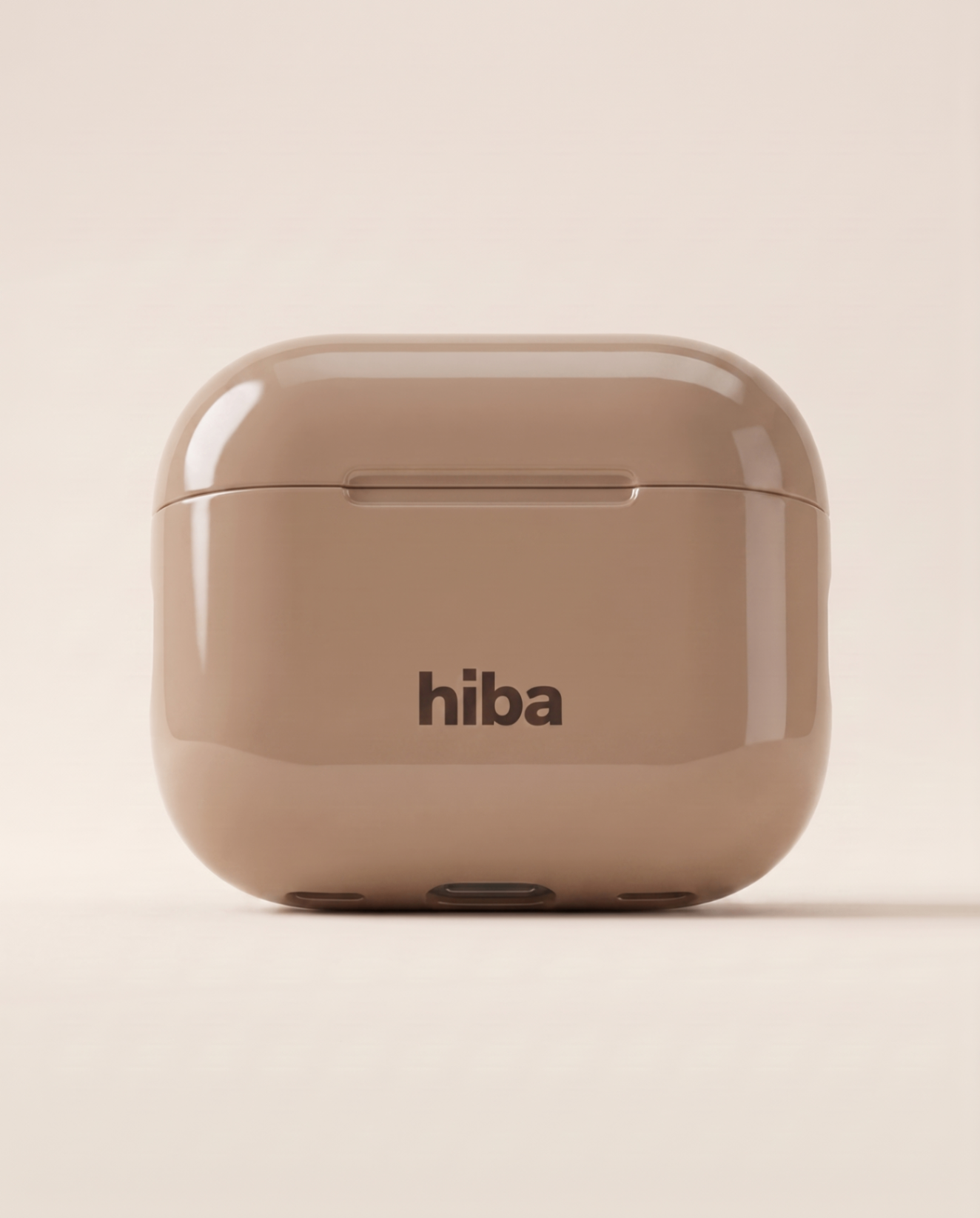 HIBA Almond AirPods case front product view