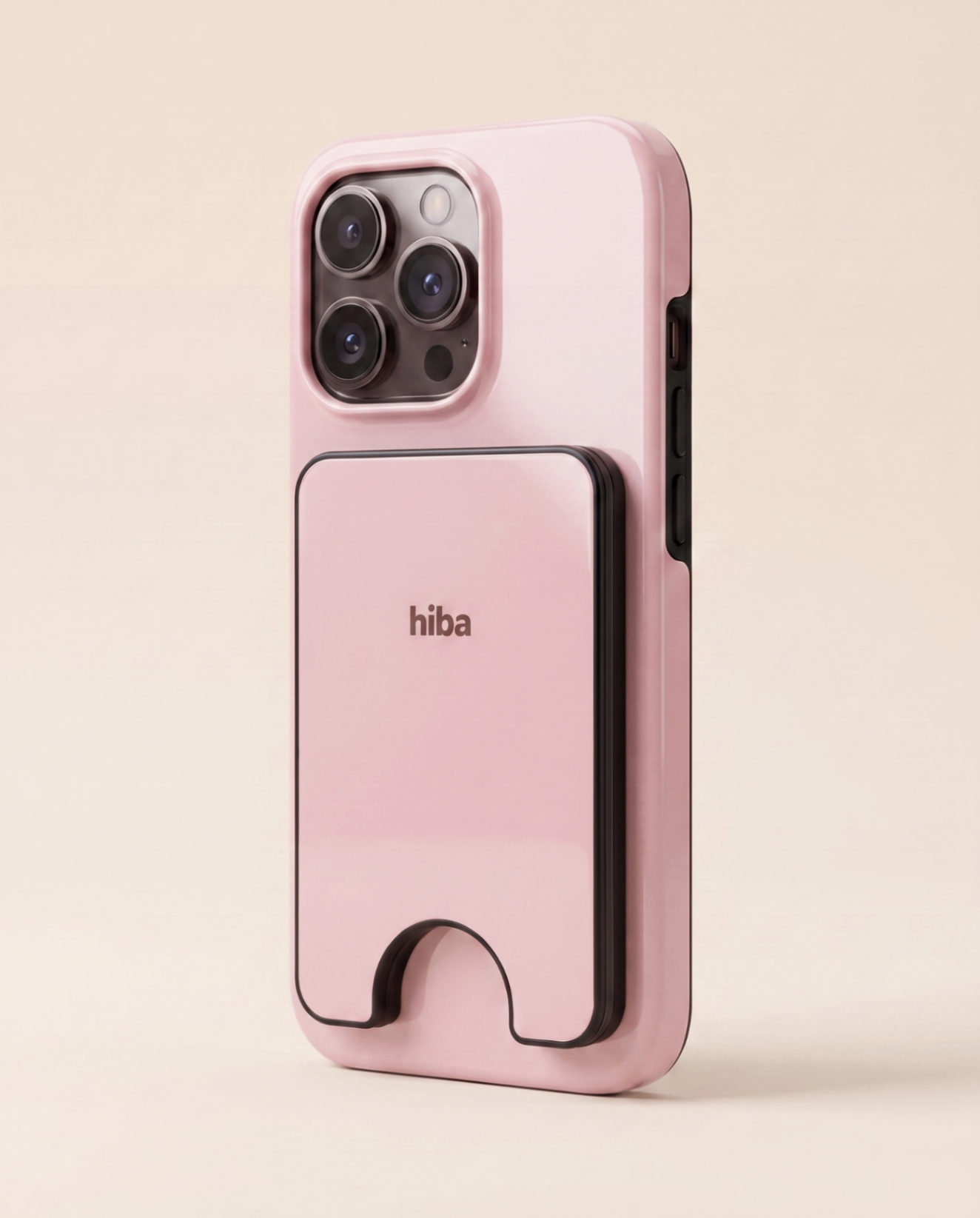 HIBA Blush cardholder attached to phone