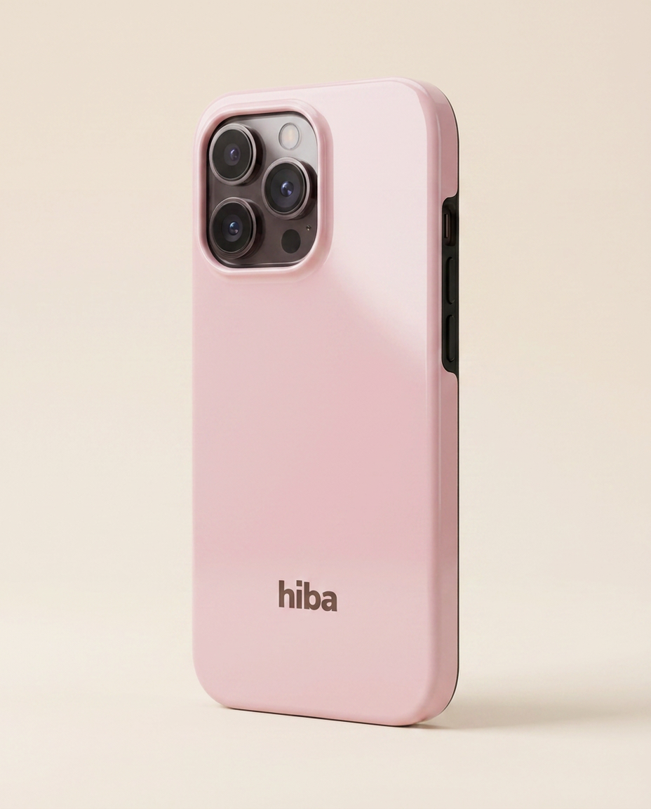 HIBA Cherry Blush iPhone case angled side view