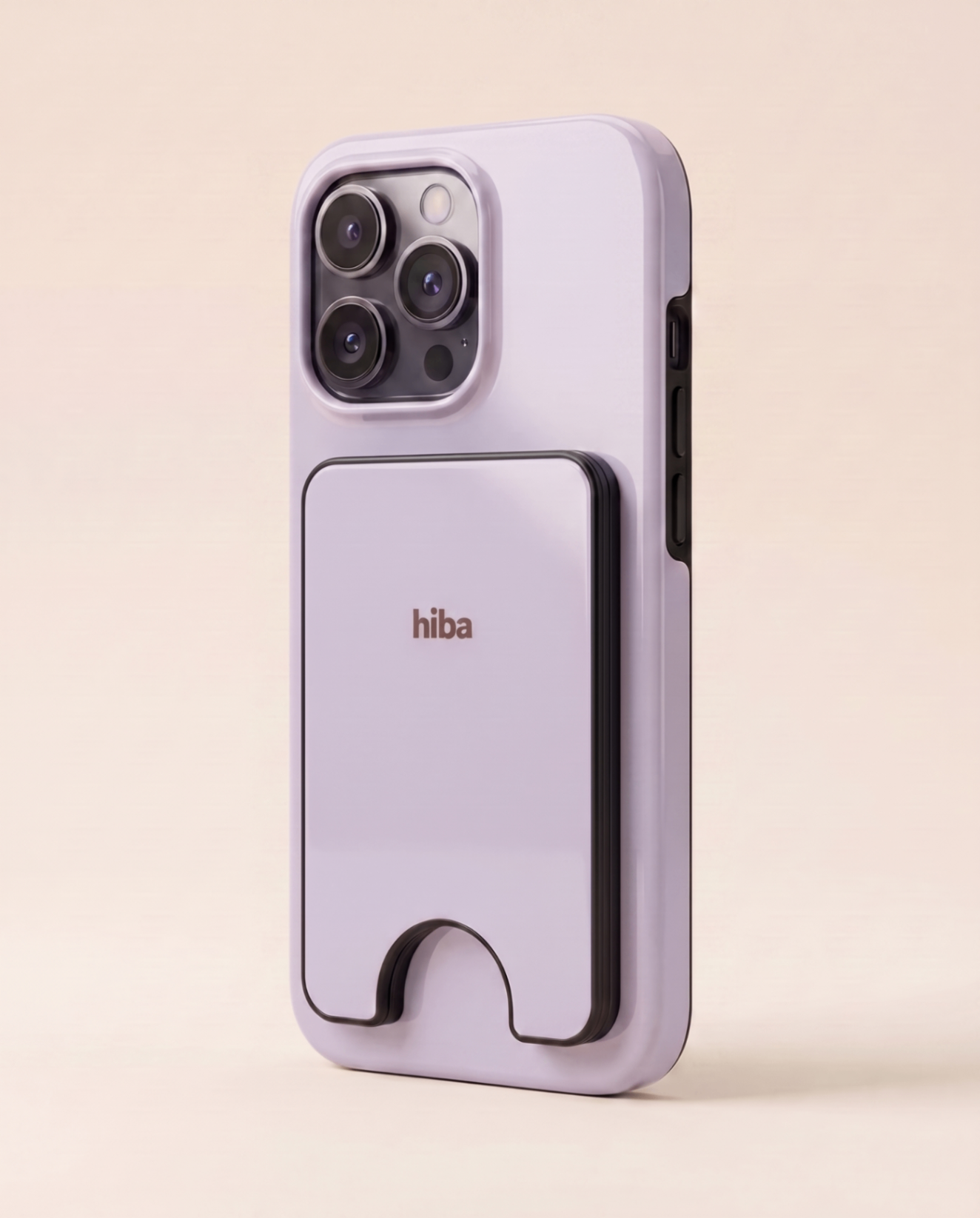 HIBA Lavender Haze cardholder attached to phone